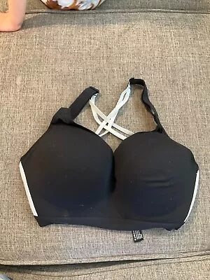 Victoria Secret Incredible Sport Bra Black 32DDD Strappy Crossback Glittery Gym • $23