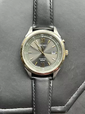 Seiko Men's SKA658 Kinetic Gray Dial Roman Numeral Two Tone Dress Watch RARE!!!! • $50