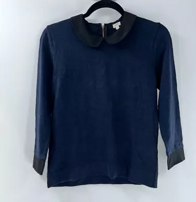 Women's J Crew Factory Peter Pan Collar Blue Pullover Sweater Size XS • $17.99