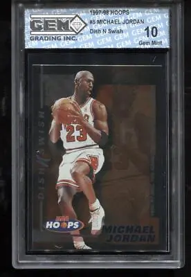 Michael Jordan 1997-98 Hoops #5 Dish N Swish Chicago Bulls GEM MINT 10 • $99.99