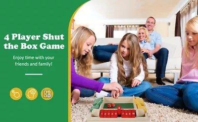 4 Player Shut The Box Set Eco-Friendly Wooden Interactive Shut The Box KK • $19.79