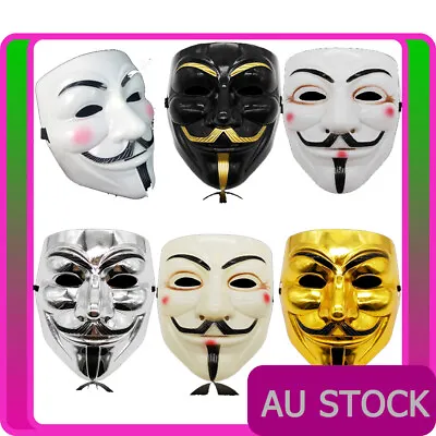 Anonymous Mask V For Vendetta Halloween Costume Guy Fawkes Party Accessories • $8.55