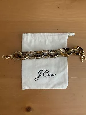 J. Crew Crystal Tortoise Link Chain Bracelet Gold Stamped Sparkle • $35