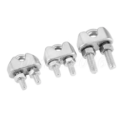 Easy Attach Wire Rope Cable Clip 316 Stainless Steel U Clamp Ring Supplies Part • £1.19