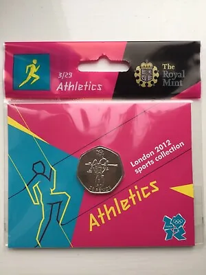 London 2012 Olympic ATHLETICS 50p Coin Brand New Uncirculated Sealed Perfect • £8.99