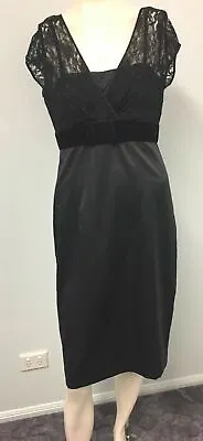 $23.99 • Buy Jacqui E Black Lace Dress Size 10 Womens Cocktail Wedding Party Special Occasion