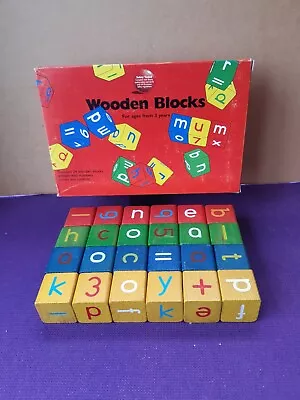 Vintage Wooden ALPHABET Blocks By Baby Boots (like Mothercare) In Original Box • £12.50