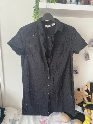 £9 • Buy LEVIS Sheer Crochet Effect Button Up Over Dress, 100% Cotton, UK M