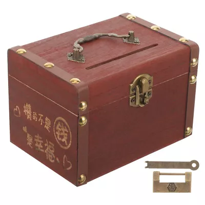  Iron Wooden Money Box Child Jewelry Storage Organizer Spare Change Saving Banks • £13.98