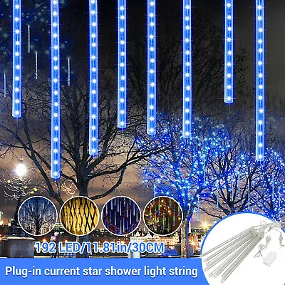 192 LED Lights Meteor Shower Rain Xmas Snowfall Tree String Light Garden Party • $15.99