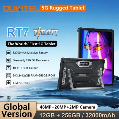 32000mAh Oukitel RT7 TITAN 5G Tablet Global IP68 12+256GB 48MP+20MP Night Vision • $503.85
