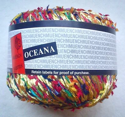 Muench OCEANA Yarn #4804 GOLD MULTI COLOR Multi Ply W/ COLORFUL FLAGS 50 Grams • $10.99