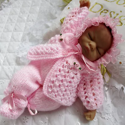 Dolls Clothes Knitting Pattern 10 Inch Baby Doll Prem Baby Matinee Jacket Set • £3.99