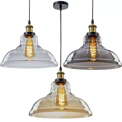 Vintage Modern Glass Ceiling Loft Pendant Industrial Edison Retro Light Shade  • £32.95