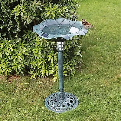 £24.99 • Buy GardenKraft Bird Bath With Solar Powered Light & Verdigris Metal Effect - 17430