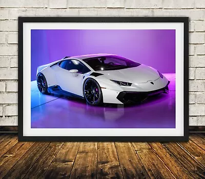 Styled Neon Lamborghini - High Quality Premium Poster Print • $39.95