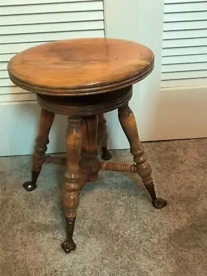 $75 • Buy Antique Victorian Style - Wood Piano Stool W Ball Feet - Needs Work