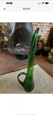 Kanawha Hobnail Swung Vase With Handle Pitcher Evergreen 14.5” • $68