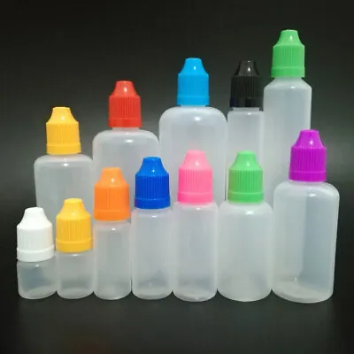 5-100pcs 3ml-120ml Empty Plastic Colour Childrproof Cap PE Dropper Bottles LDPE • $21.99