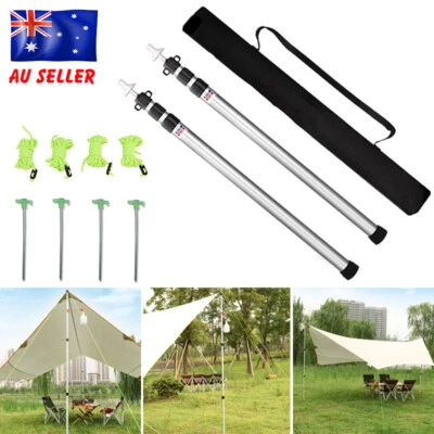 $15.88 • Buy 2x Kit Aluminum Camping Tarp Poles Telescoping Tent Pole Adjustable 90cm-230cm S