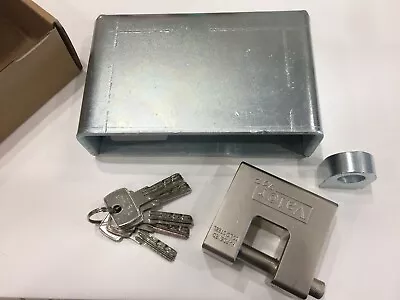 Shipping Container Lock Box WELD ON TYPE  + MONOBLOCK PADLOCK KIT • $99