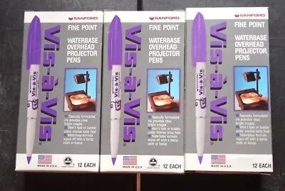 Purple Vis-A-Vis Wet-Erase Overhead Projector Transparency Markers 12 Count X 3  • $22.99