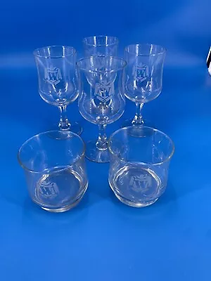 Hertiage Monogram Vinatge Glass Wear 6 Piece - Etched With W - Perfect Condition • $20.95