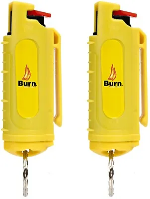 2 PACK BURN Pepper Spray 1/2oz Self Defense Security Keychain Molded Yellow • $11.99