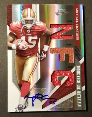 2009 Absolute Michael Crabtree Jersey/Ball Auto #04/25 Rookie Card #207 RC 49ers • $34.49