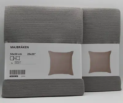 Set Of 2 - New IKEA MAJBRAKEN Throw Pillow Cushion Cover 20x20  Gray  204.952.36 • £22.37