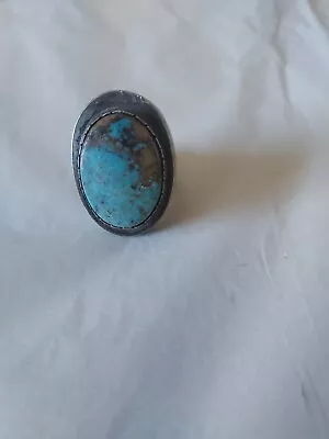 Vintage Silver And Turquoise Ring Size 9 • $100