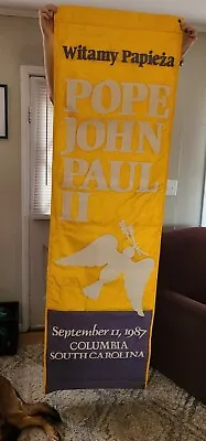 Vintage Banner From Pope John Paul II Visit. 6×2. Very Good 1987 • $84