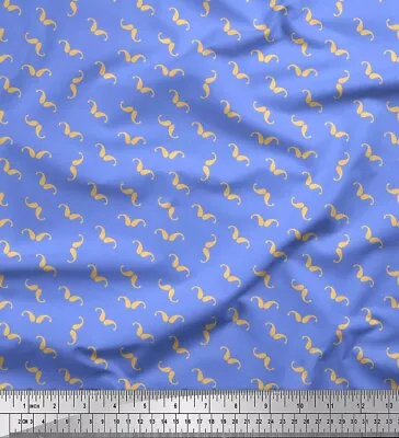 Soimoi Blue Cotton Poplin Fabric Moustache Paisley Print Fabric-0AN • $9.64