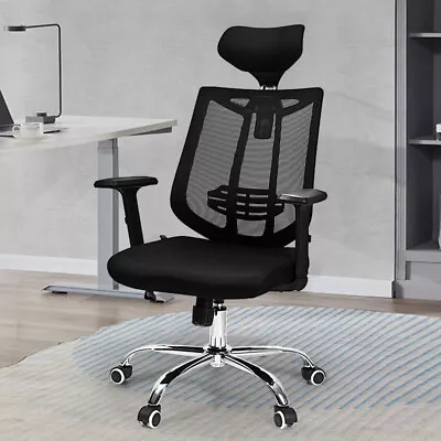 Deli Luxury Office Mesh Chair Lumbar Support Tilting Back Computer Gaming Seat • $90.99