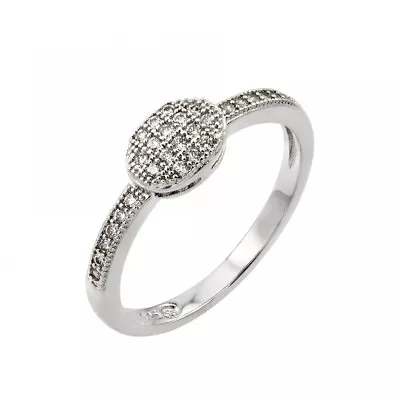 Sterling Silver Ladies Micro Pave CZ Stones Oval Shape Ring  • $23.99