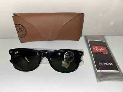 Ray-Ban New Wayfarer Classic Black / Green  Sunglasses RB2132 • $99.99