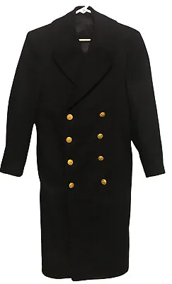 US Navy VTG 1963 Officers Long Wool Peacoat Trench Jacket W/ Gold Buttons 35R • $169.96