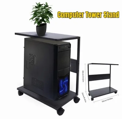 2-Tier Computer Tower Stand C-Shaped Mobile PC Tower Stand Desktop Printer Shelf • $46.01