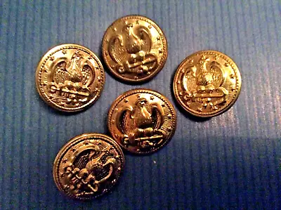 5 X 15mm Military Style Metal Gold Shank Buttons • £1.75