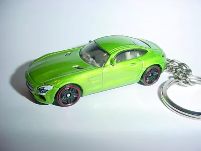 HOT 3D GREEN MERCEDES-AMG GT CUSTOM KEYCHAIN Keyring Key Fast BLING Hot Wheels • $15.15