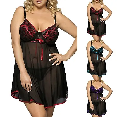 Plus Size Lace Negligee Loungewear Set For A Comfortable Night's Sleep • £13.49