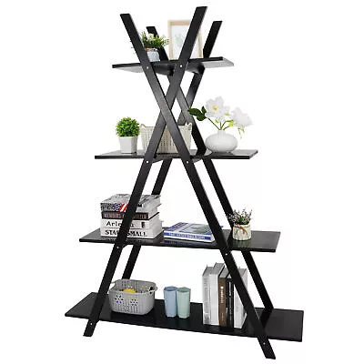 A-frame Ladder Bookshelf With 4-Tier Shelves Saving Space Indoor Home Decor • $57.58