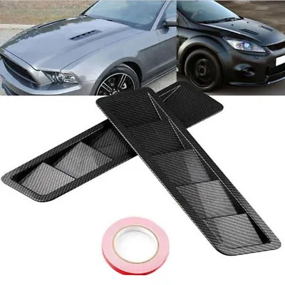 2Pcs Carbon Fiber Car Air Flow Intake Scoop Hood Bonnet Vent Front Engine Cover • $28.20