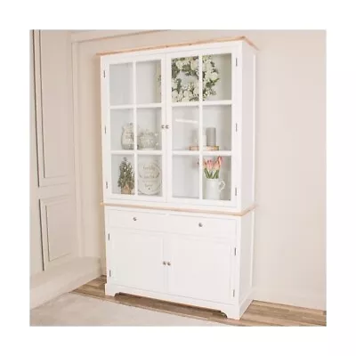 £67 • Buy Large White Display Cabinet With Glazed Doors Kitchen Storage Unit Cupboard Home