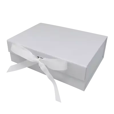 A4 Size White Folding Magnetic Gift Box With Ribbon • £48