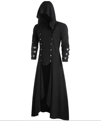 2022 Men's Coat Long Jacket Gothic Steampunk Cape Hooded Trench Coat • $66.41