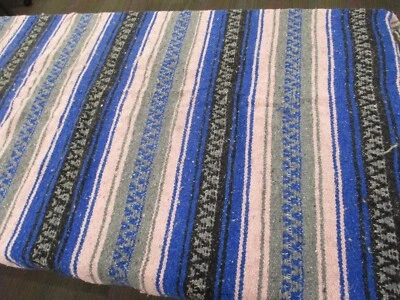 £20 • Buy Mexican Blanket, Throw, Rug, Blue Pink Black, Woven Stripe, Snuggle Blanket