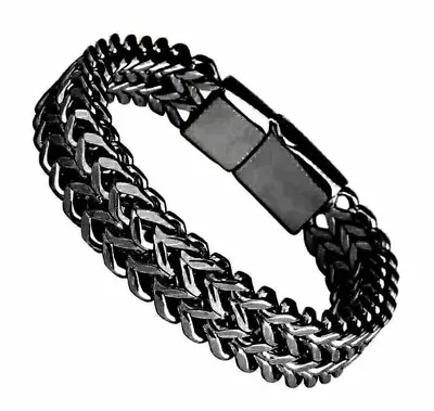 Stylish Men's High Quality Stainless Steel Double Curb Chain Magnetic Bracelet • $16.75