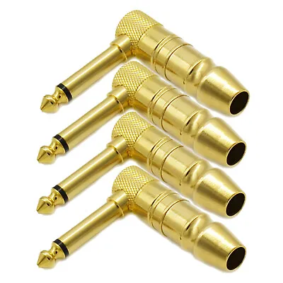 4Gold-plated Right Angle 1/4 Inch TS Mono Plug Cable Connector Single-mode • $39.62