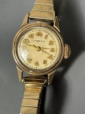Vintage 1940's Tiffany & Co Movado Movement Steel & Rose Gold Ladies Watch • $200